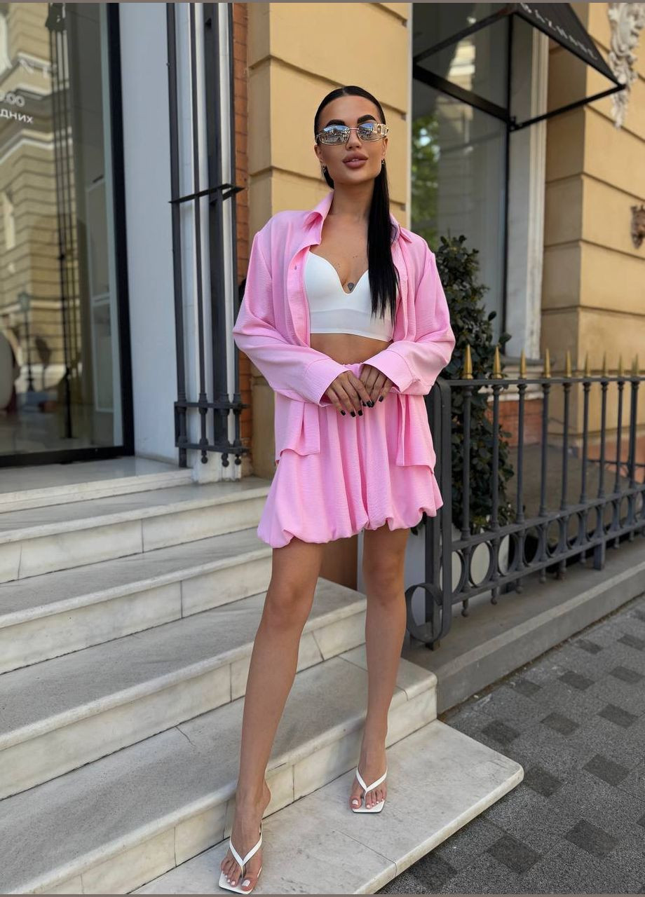 Костюм 2-ка креп жатка оверсайз рубашка и юбка No Brand (347043218)