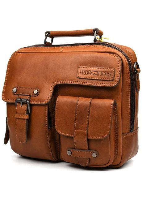 Сумка планшет через плечо мужская из натуральной кожи для телефона и для документов средняя Hill&Burry Коричневый 38080 HILL BURRY (355245056)