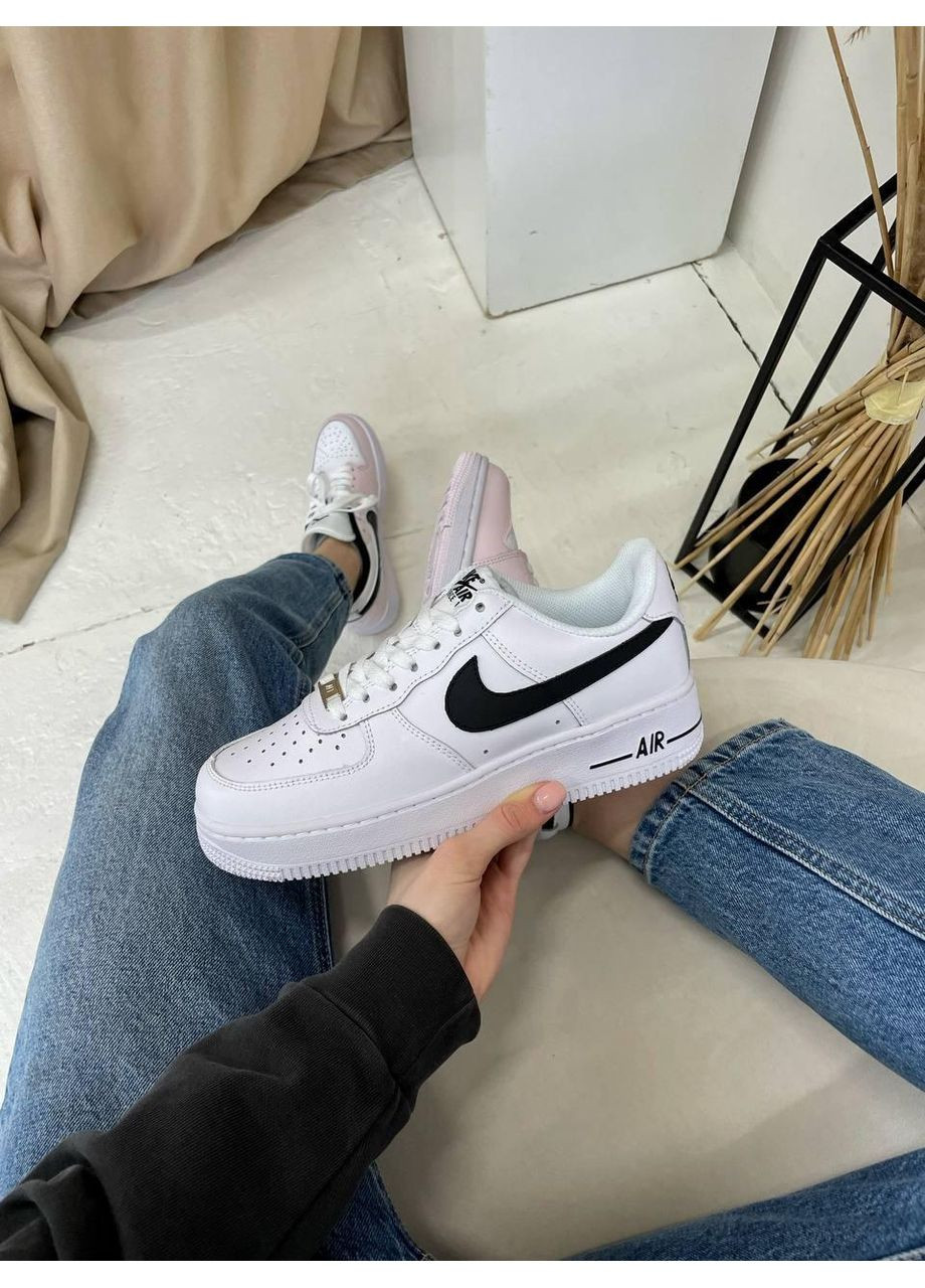Чорні Осінні кросівки чоловічі nike air force 1 white black 4 найк аір форс 1 преміум No Brand