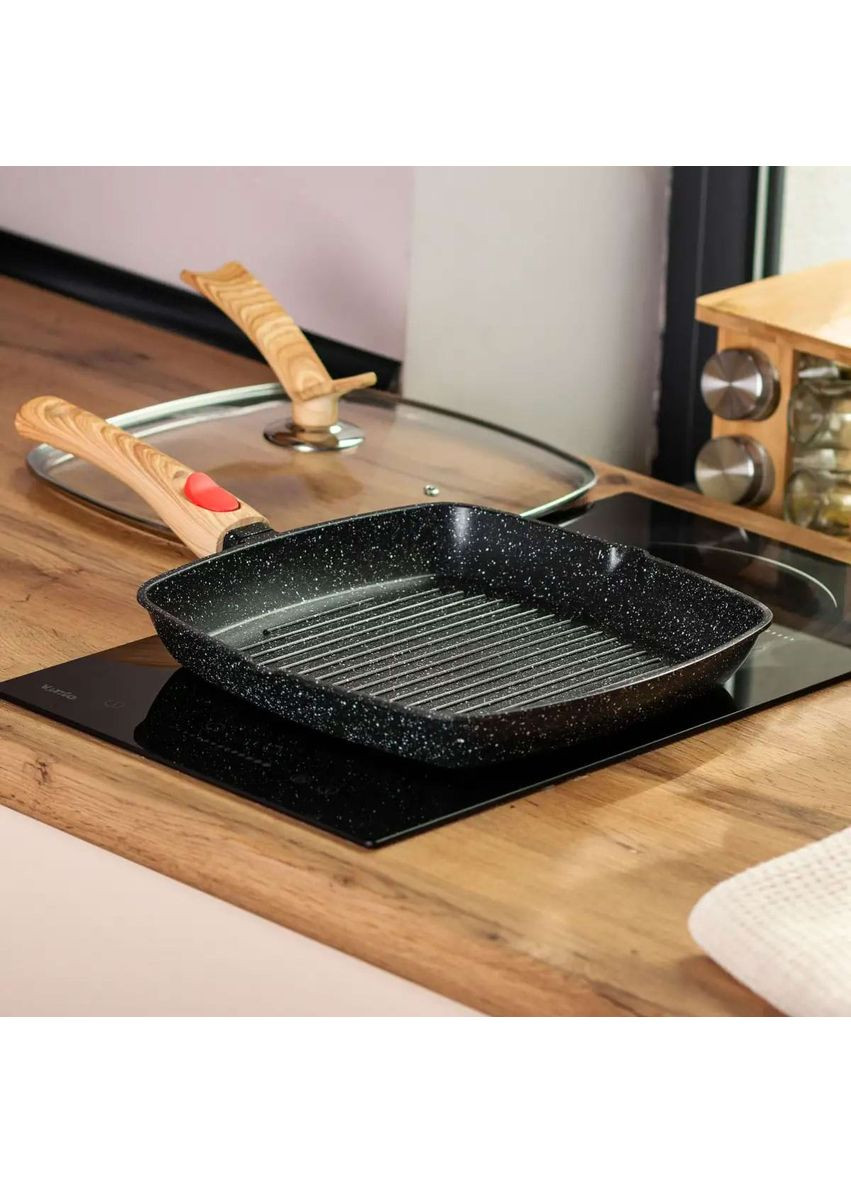 Сковорода-гриль MGC 28 см з антипригарним покриттям та знімною ручкою, чорний MGC HP-4-462B No Brand (360481780)