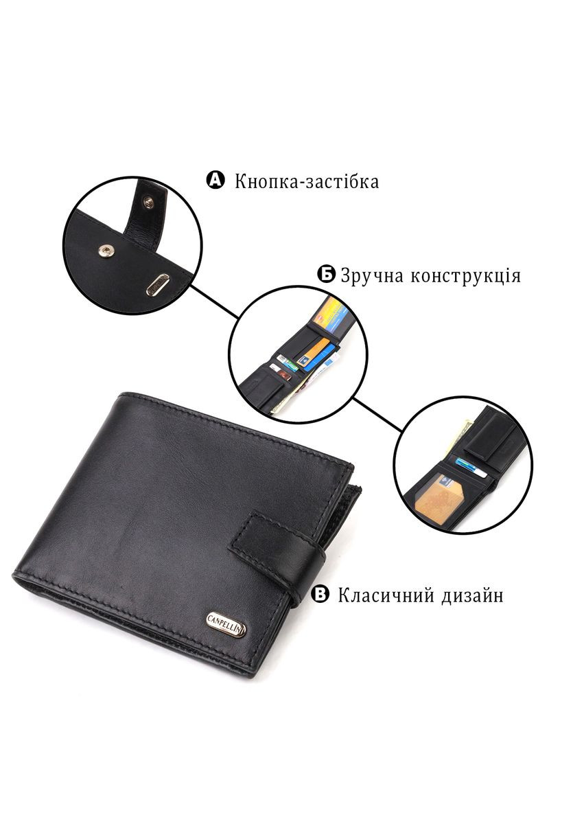 Мужской кожаный кошелек с монетницей и карточками Турция черный (sku_21792) No Brand (327820068)