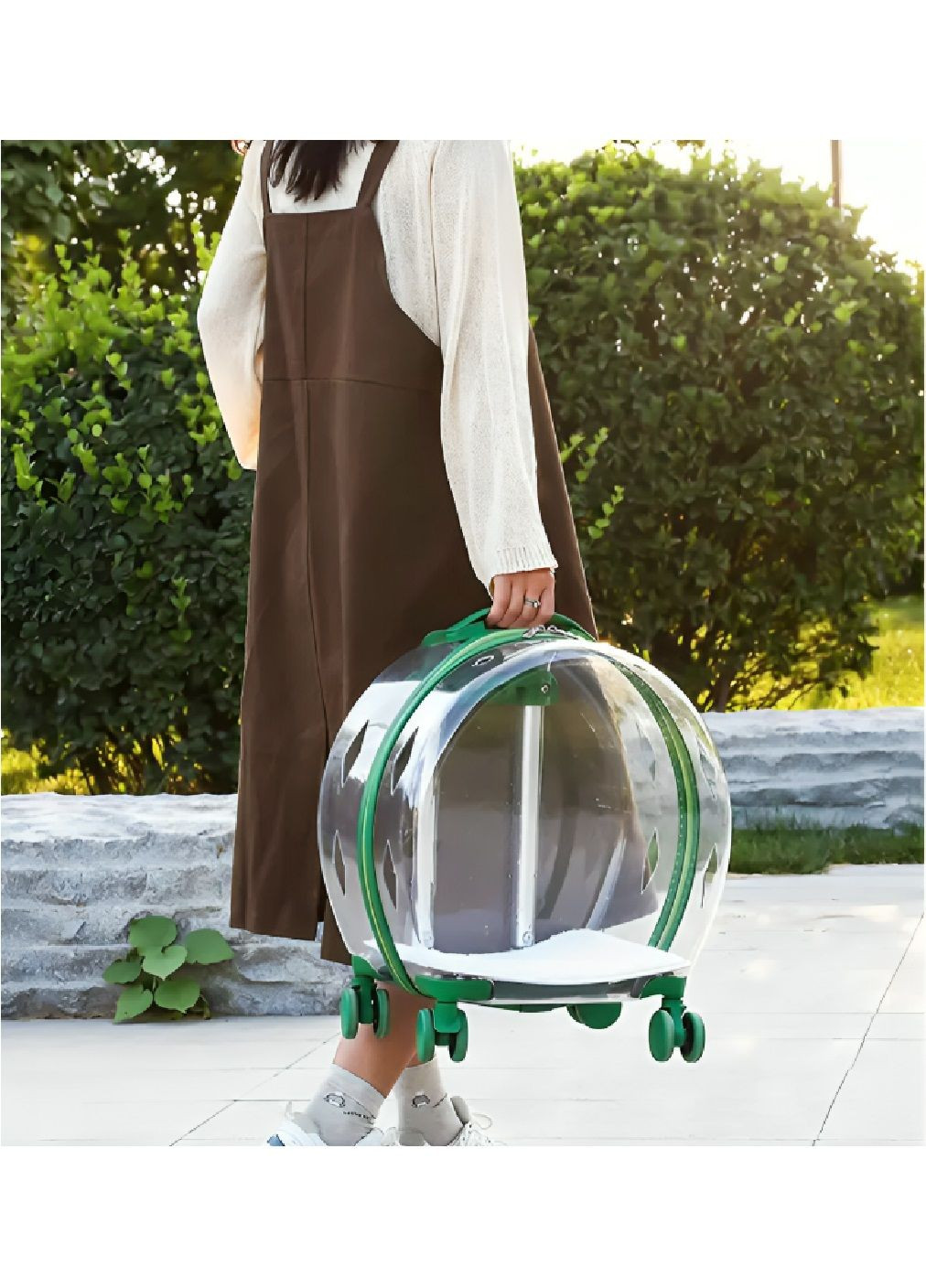 Візок на колесах з телескопічною ручкою для перевезення котів собак 47х42х24 см (481115-Prob) Зелений Unbranded (353827841)