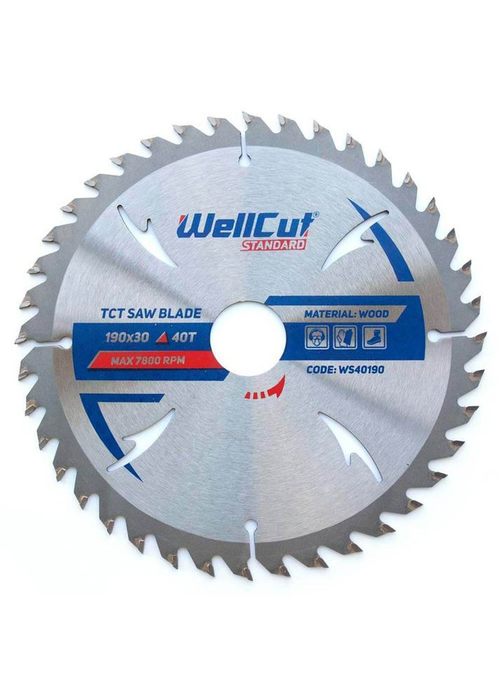 Пильный диск Standard (190x30 мм, 40 зубьев) по дереву (23462) WellCut (306551115)