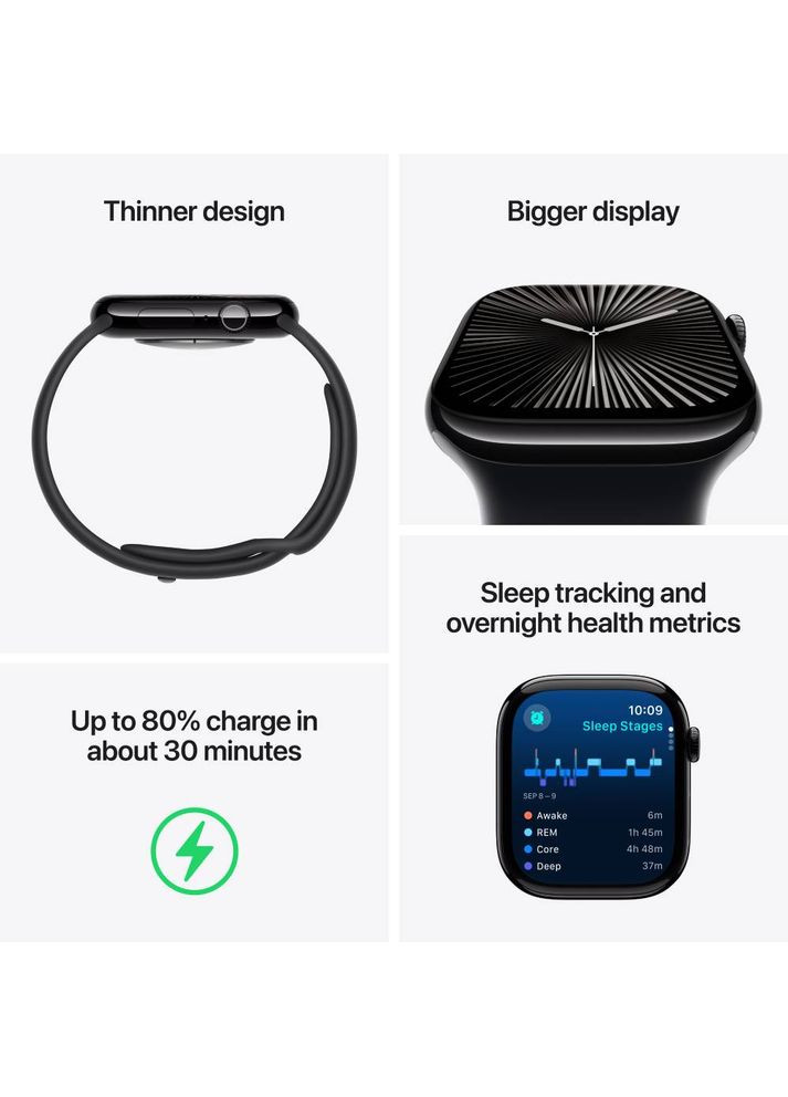 Смарт часы Watch Series 10 GPS 46mm Jet Black Alum Black Sp/b M/L (MWWQ3QH/A) Apple (307024796)