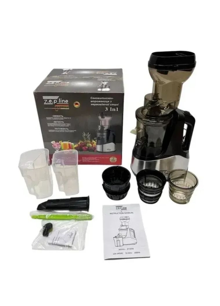 Соковитискач - морожениця з нержавіючої сталі ZP6058 з функцією холодного віджиму 3000Вт Zepline (353968632)