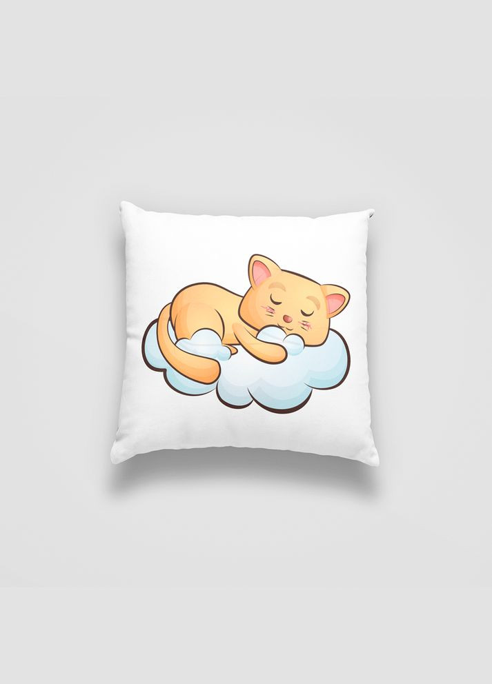 Подушка декоративная с детским оригинальным принтом "Спящий котенок на облаке. Sleeping cat" Push IT Кавун (316095499)