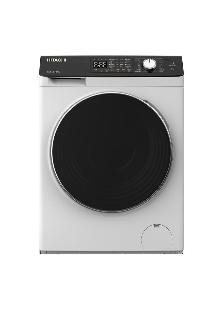Прально-сушильна машина BD-D802HVOW фронтальна, 8(5)кг, 1400, A, 60см, дисплей, пара, інвертор, Hitachi (365291367)