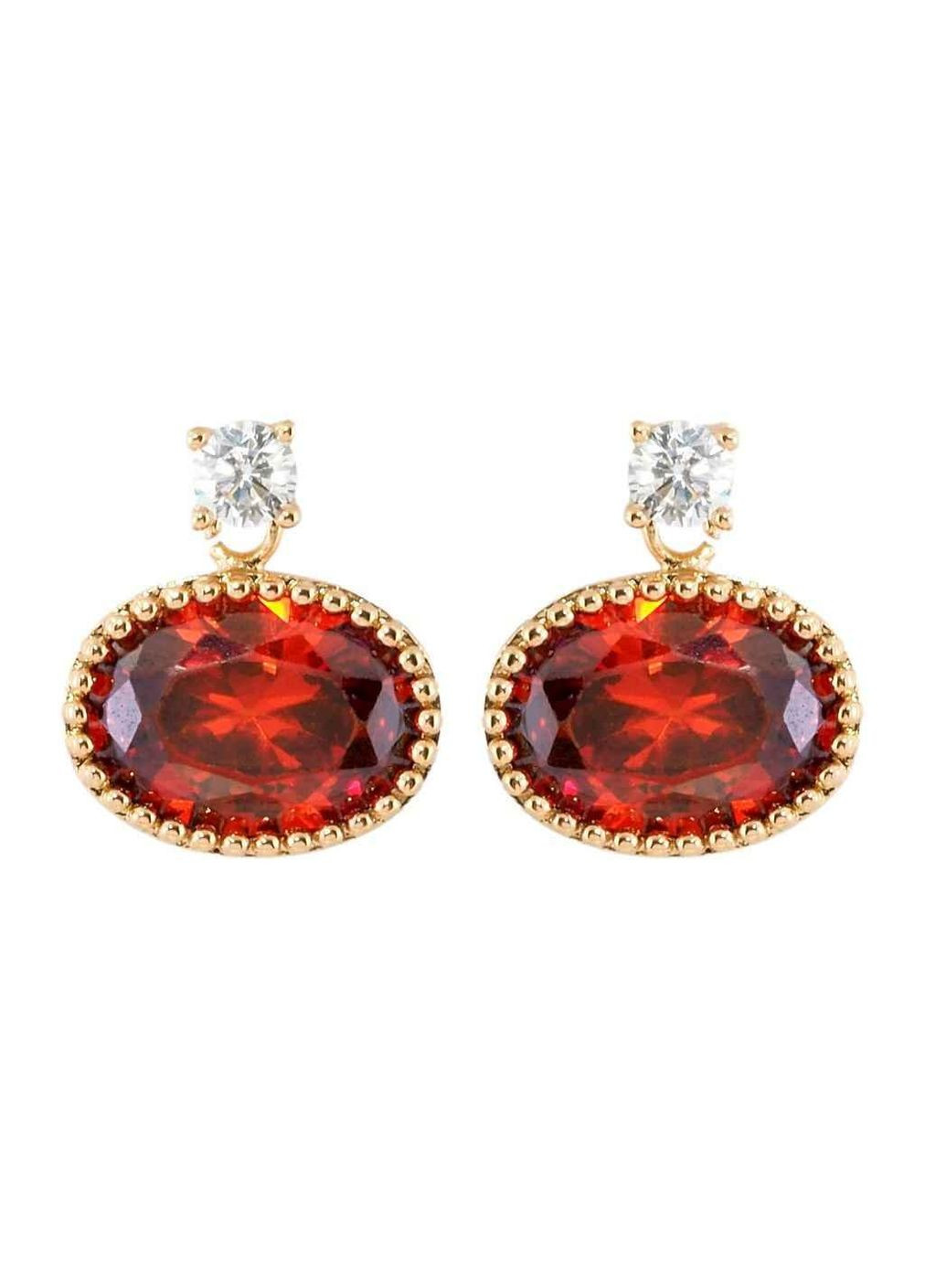 Серьги Позолота 18K пусеты Красный кристалл (082205) ТМ Xuping (315139072)