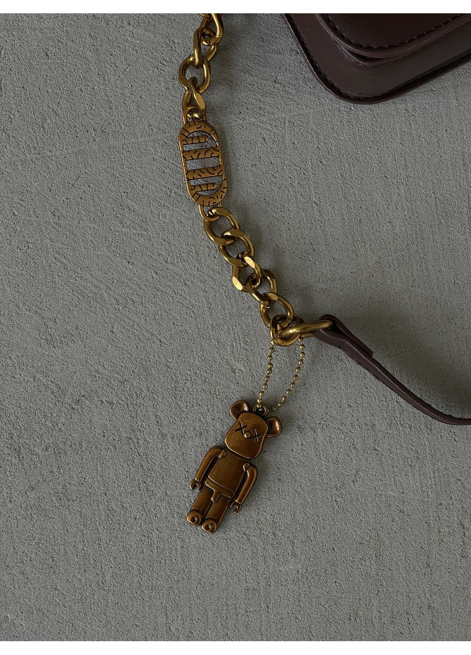 Сумка жіноча класичний клатч бургундський через плече з 2 ременями брелком Bearbrick No Brand (369935386)