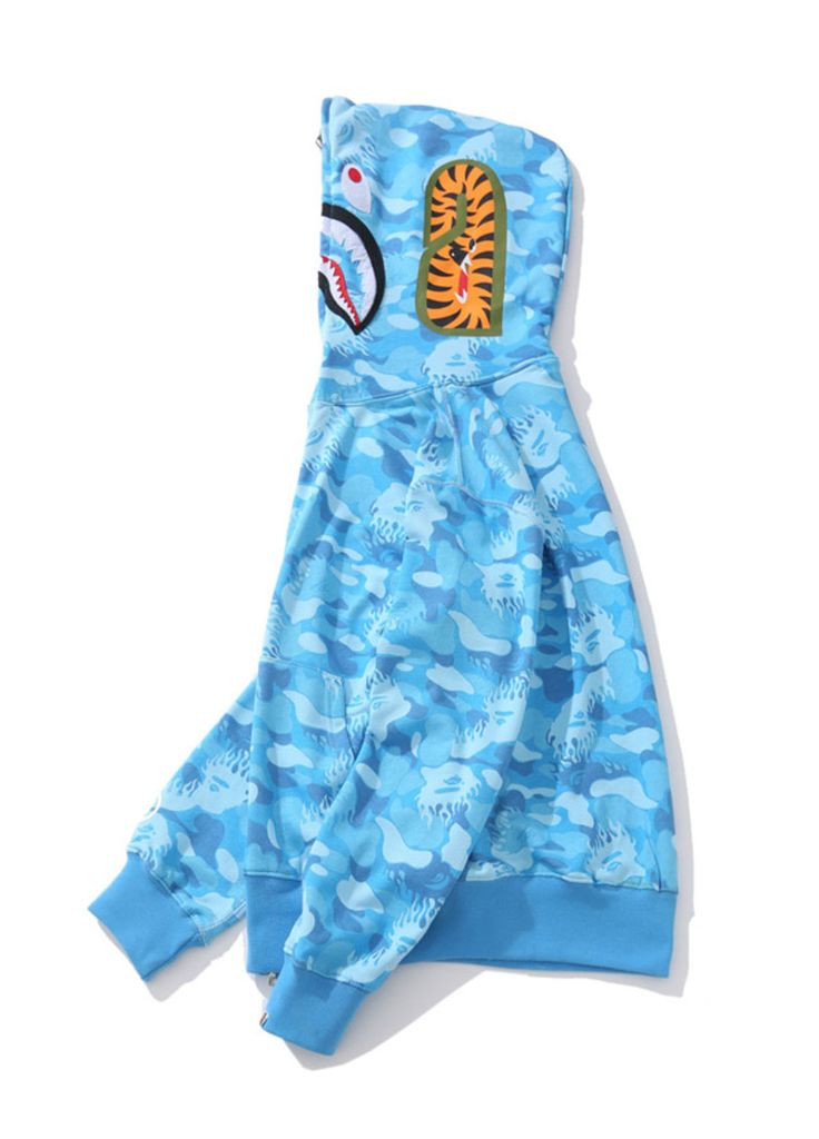 Толстовка блакитна Bape A Bathing Ape Shark Big ABC Blue Camo Full Zip Hoodie Mens (356677630)