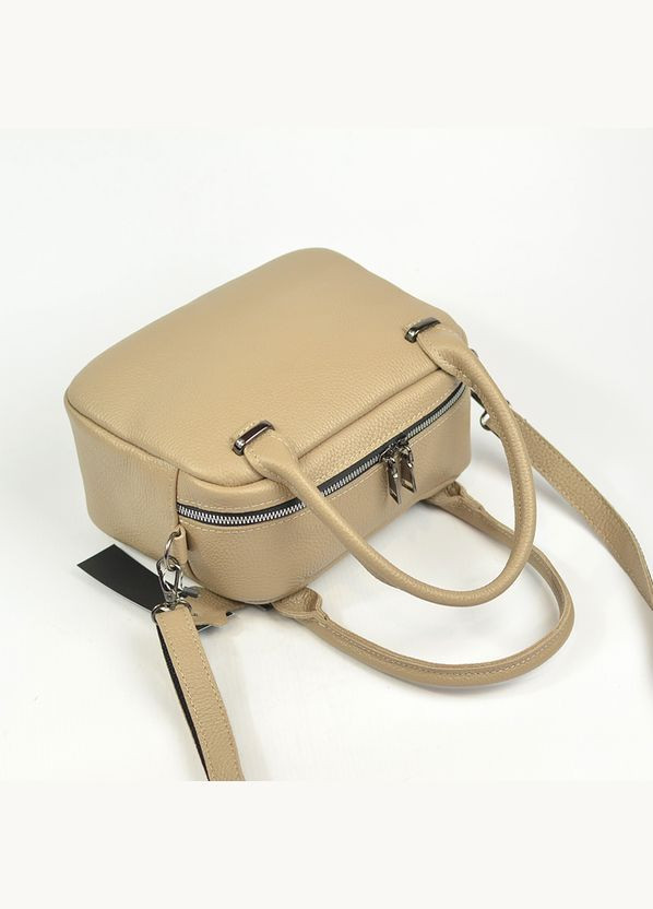 Бежева маленька шкіряна сумочка з ручками Serebro (285895817)
