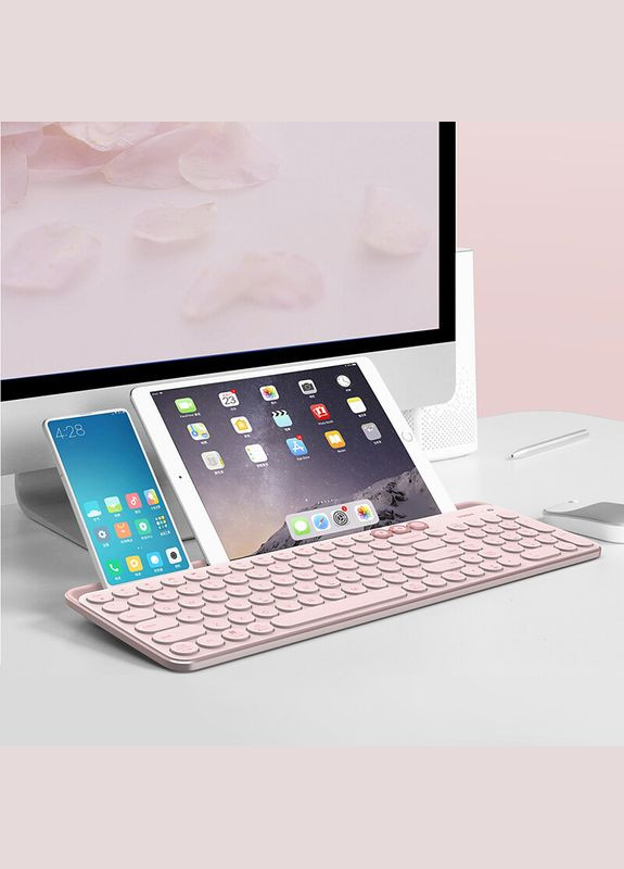 Бездротова Bluetoothклавіатура Xiaomi AIR85 Plus MWBK01 Keyboard Bluetooth Dual Mode Pink MiiiW (272157378)