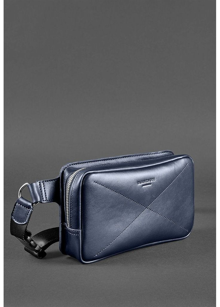 Кожаная поясная сумка Dropbag Maxi темно-синяя BlankNote Поясна сумка (348359343)