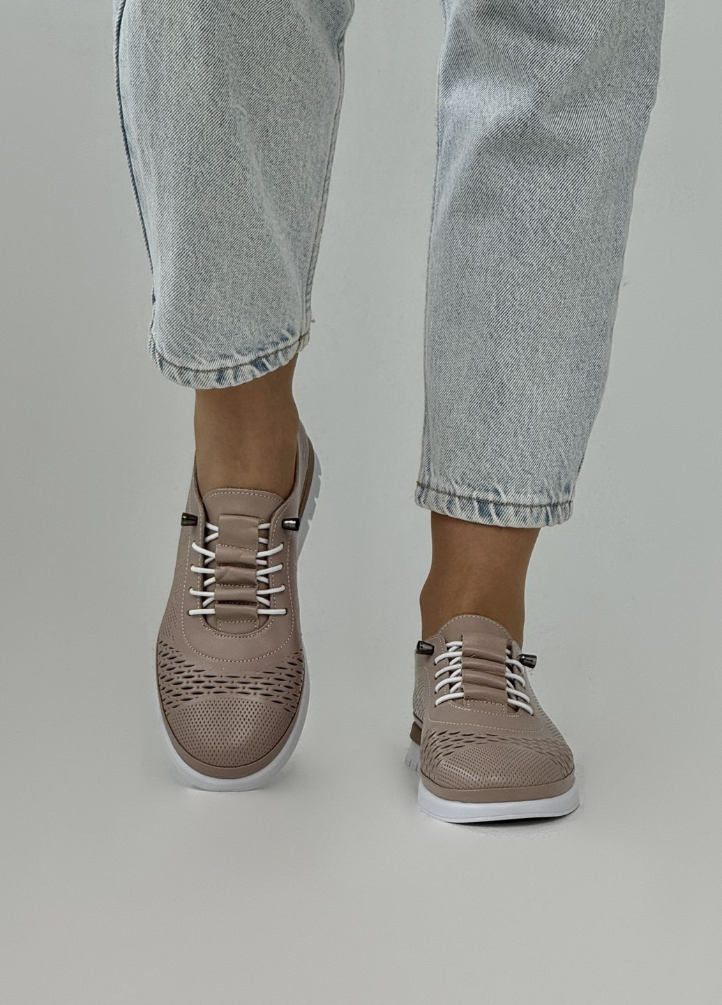 Кофейные слипоны женские кожаные на полную ножку Sherlock Soon