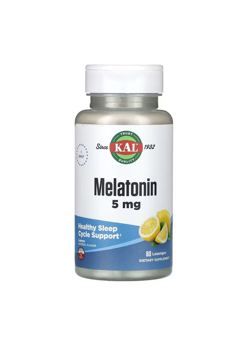 Леденці для сну Мелатонін 5мг 60 штук з вітаміном B6 лимонний смак KAL (367956110)