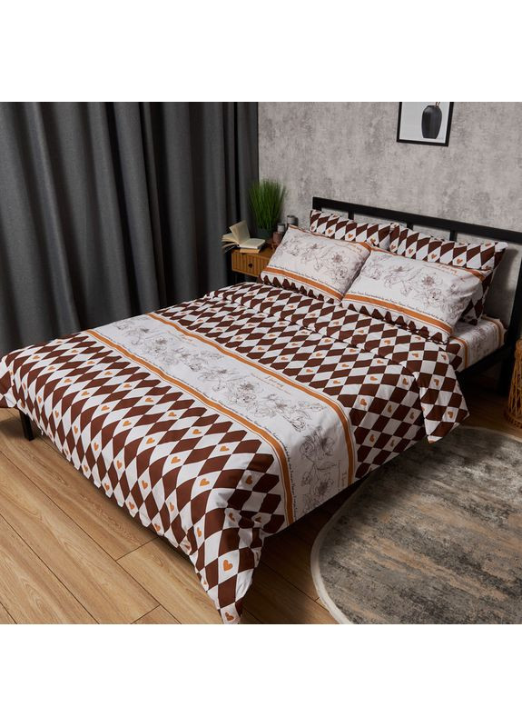 Комплект постільної білизни Бязь Gold Люкс Полуторний Євро 160х220 наволочки 2х50х70 (MS-820009401) Moon&Star Heart Patch (356116092)