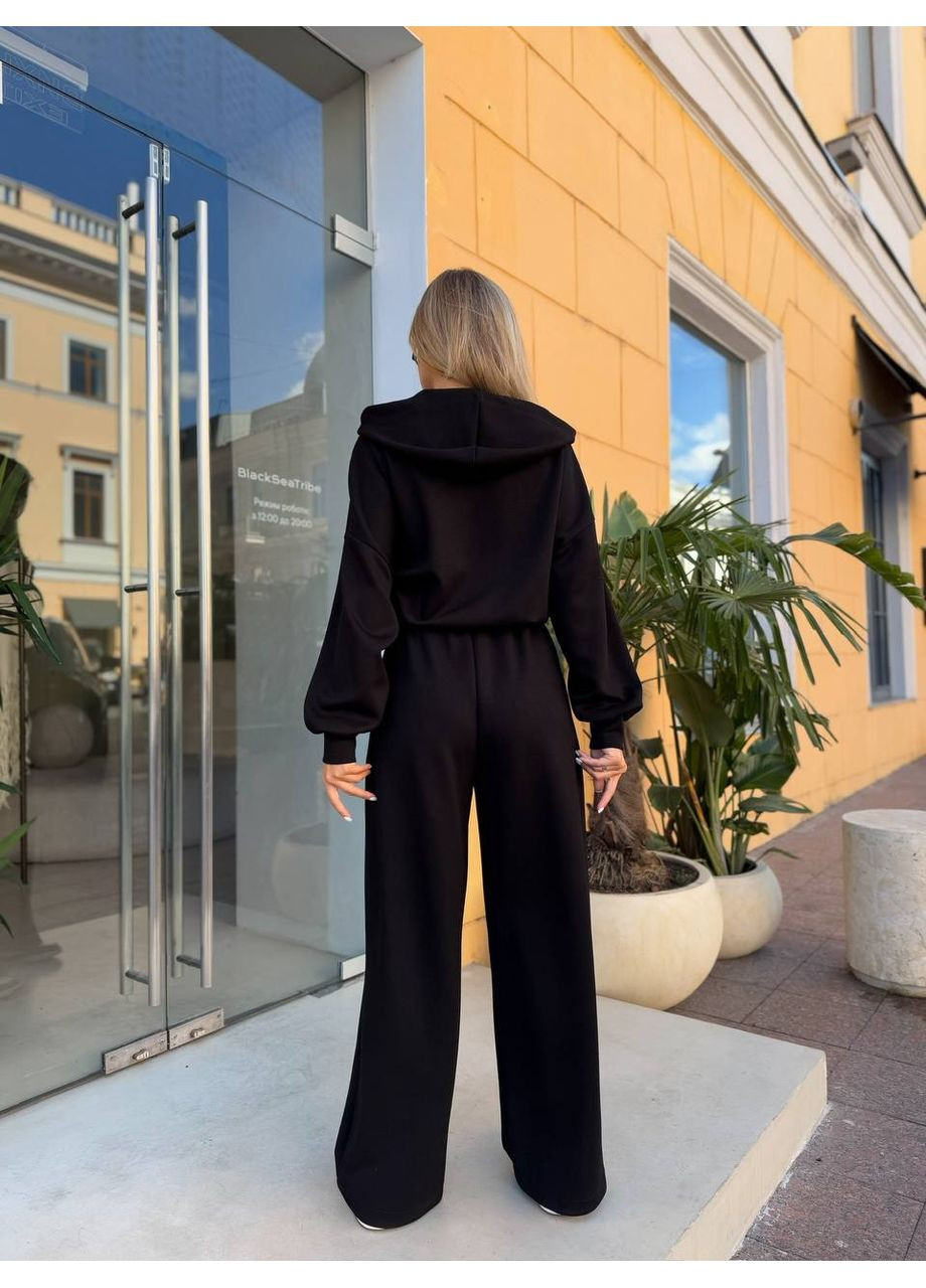 Спортивный костюм с укороченной кофтой с капюшоном и брюками клеш More_bboutique Спортивний костюм (359459492)