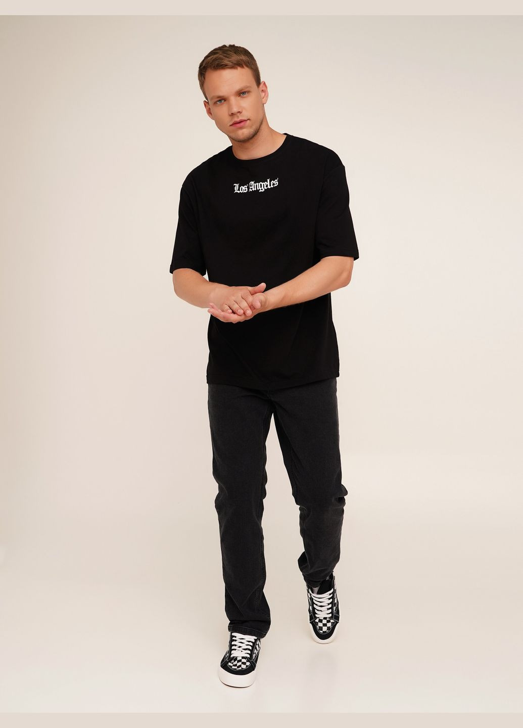 Черная футболка с принтом los angeles мужская p-mb02303 черный shop (2000990565662) LAWA