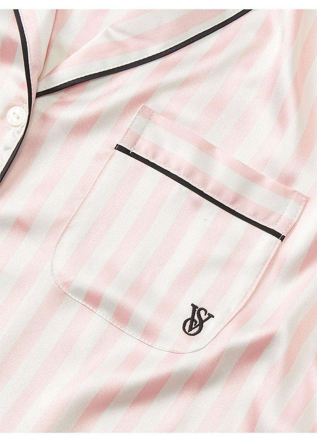 Комбінована всесезон піжама satin short pajama set pink stripe Victoria's Secret