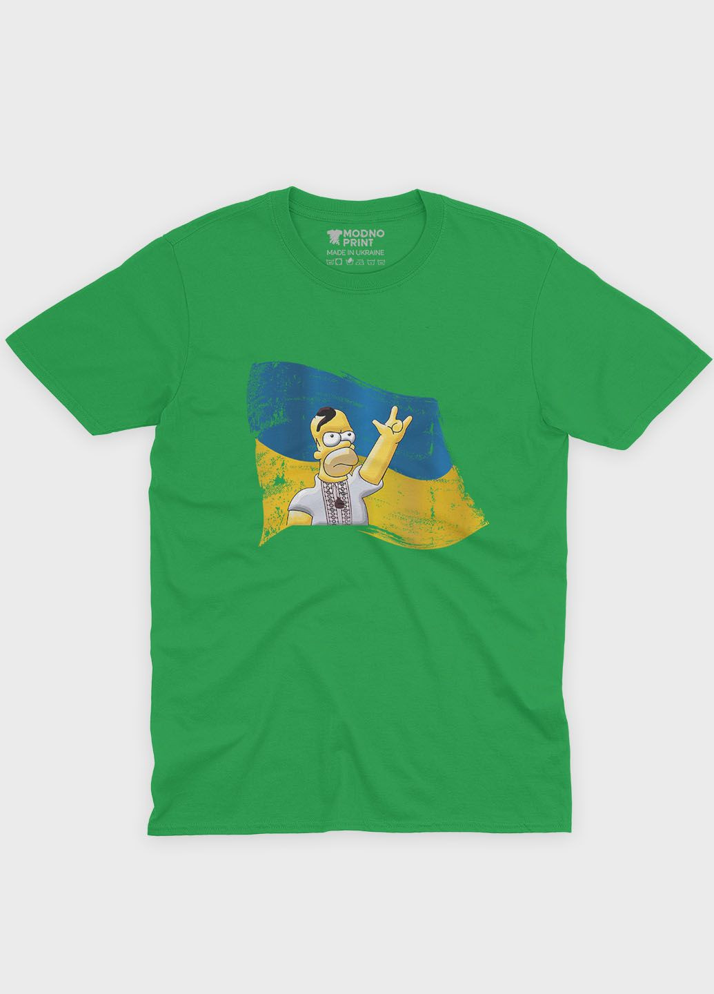 Зелена демісезонна футболка для хлопчика з патріотичним принтом гомер (ts001-3-keg-005-1-068-b) Modno