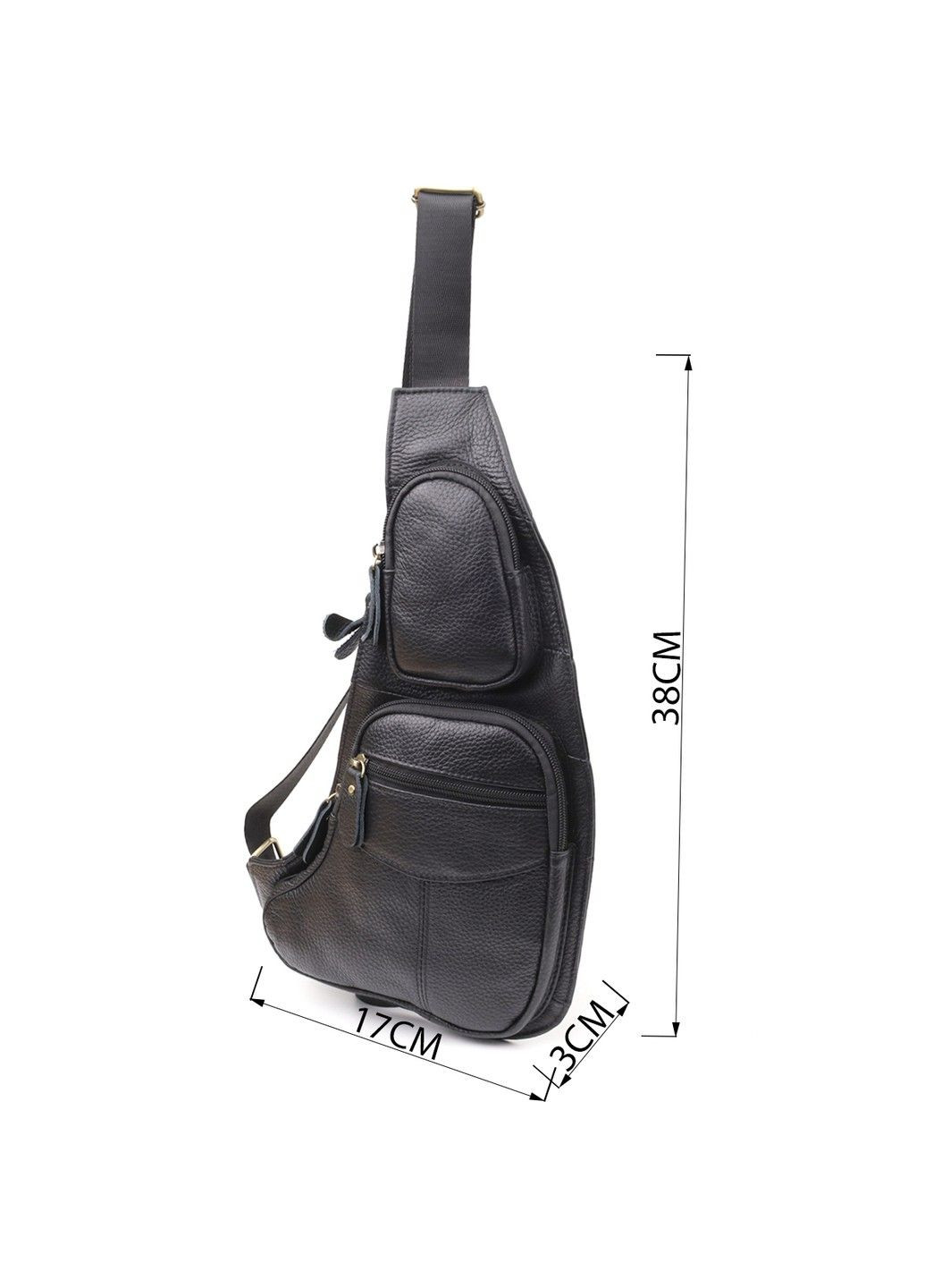 Стильна сумка для чоловіків з великою кількістю кишень із натуральної шкіри 22957 Чорний Vintage (356452101)