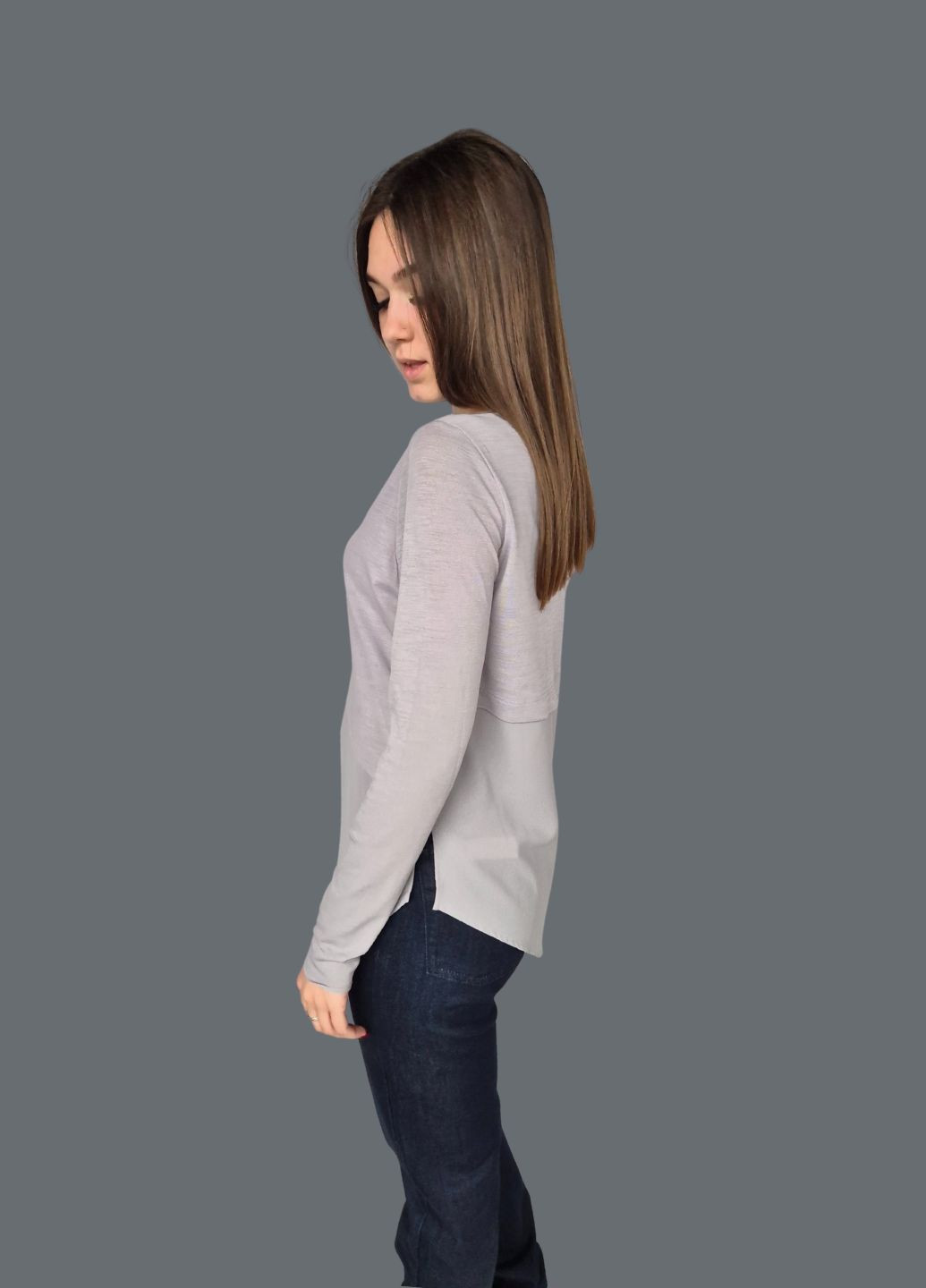 Сіра кофточка жіноча блузка з асиметричним низом однотонна Zara