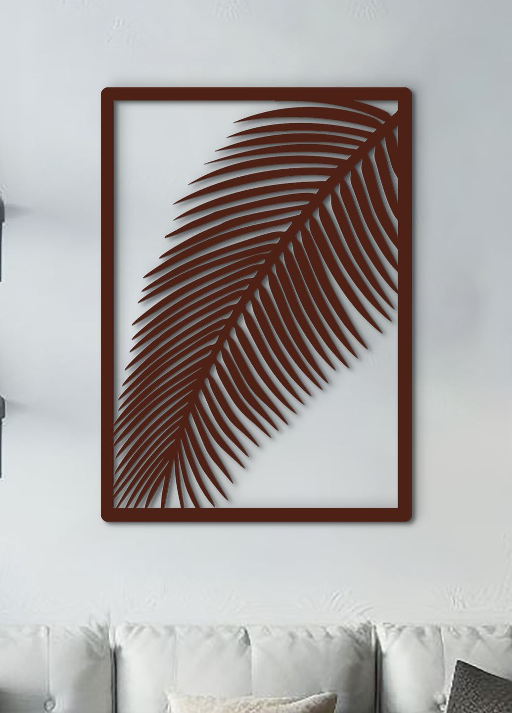 Настінний декор для дому, інтер'єрна картина з дерева "Пальмовий листок", декоративне панно 95х65 см Woodyard (292112585)