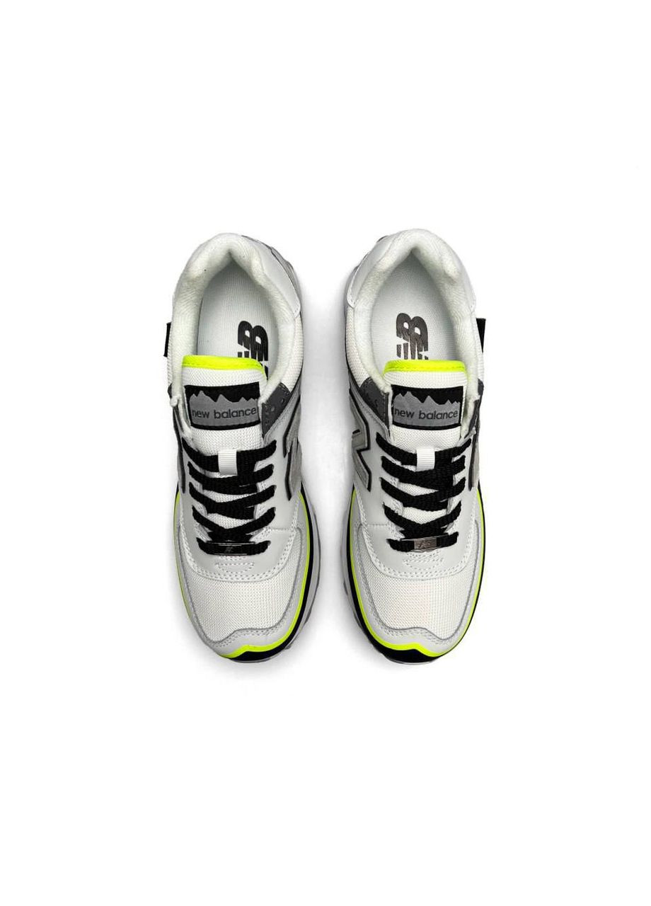 Серые демисезонные кроссовки мужские new balance white yellow neon No Brand 574 TP2