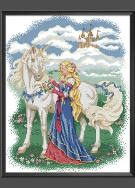 Набір для вишивання за нанесеною на канву схемою "White horse and princess".AIDA 14CT printed, 42*50 см Joy Sunday (313614612)