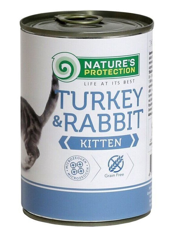 Влажный корм для котят Kitten Turkey&Rabbit 400 г Nature's Protection (293510743)