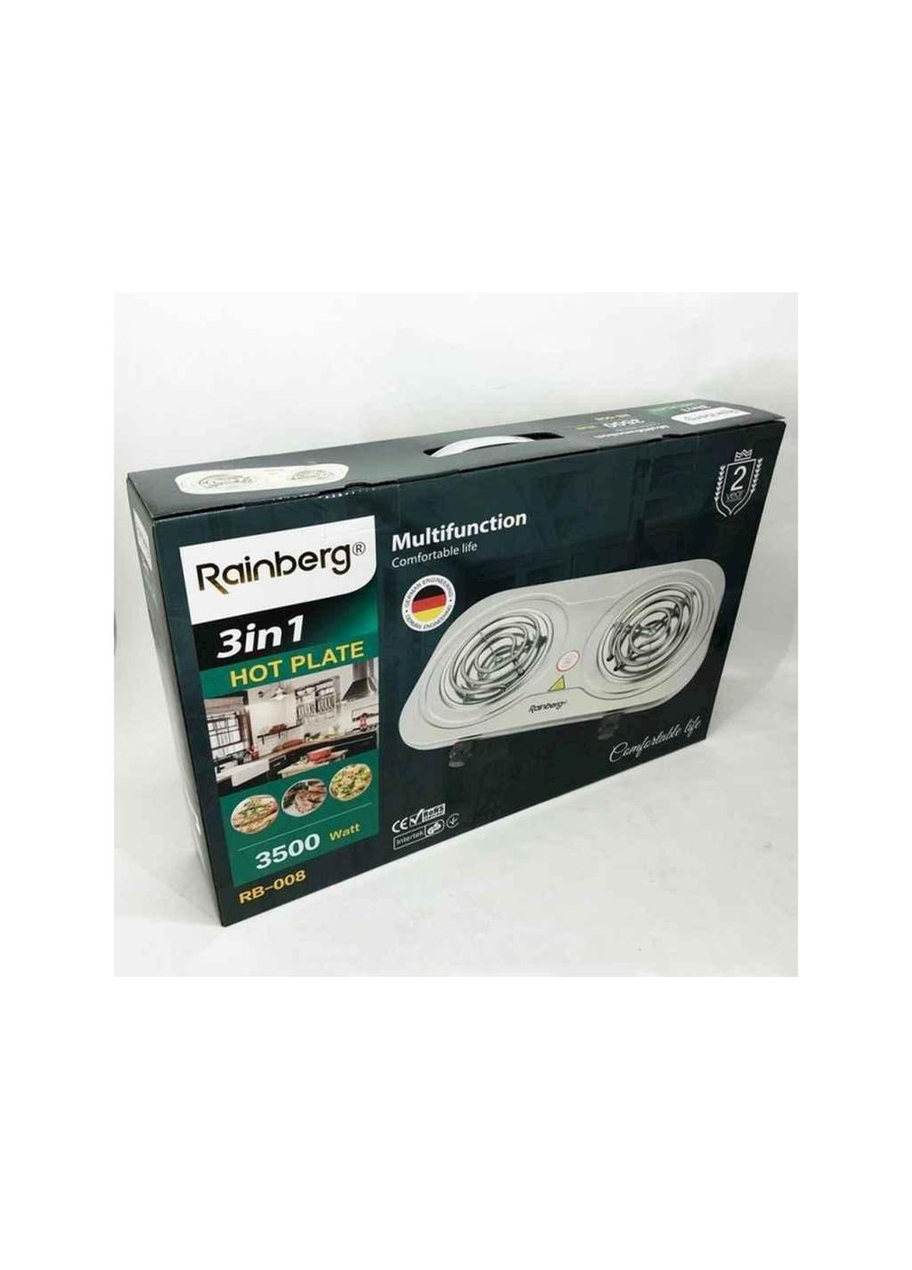 Электроплита 3500Вт 2комф. RB-008 нерж ТМ Rainberg (366303070)