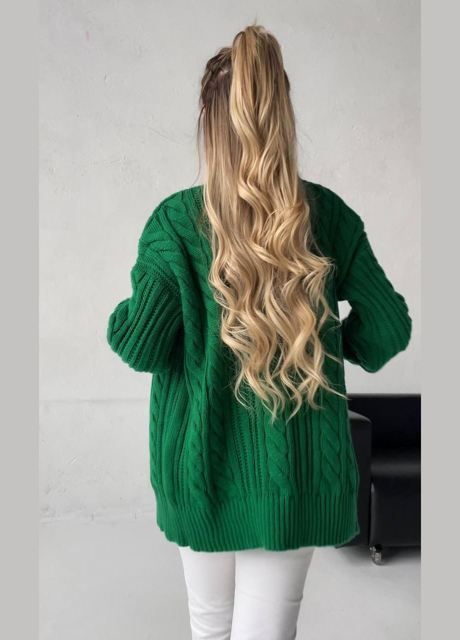 Женский кардиган с косами на пуговицах цвет зеленый р.42/46 433269 New Trend (285710842)
