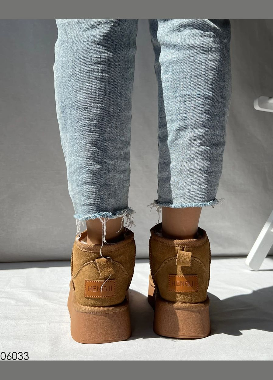 Рыжие угги на платформе, короткие уггги натуральная замша, низкие угги Hengji (305295874)