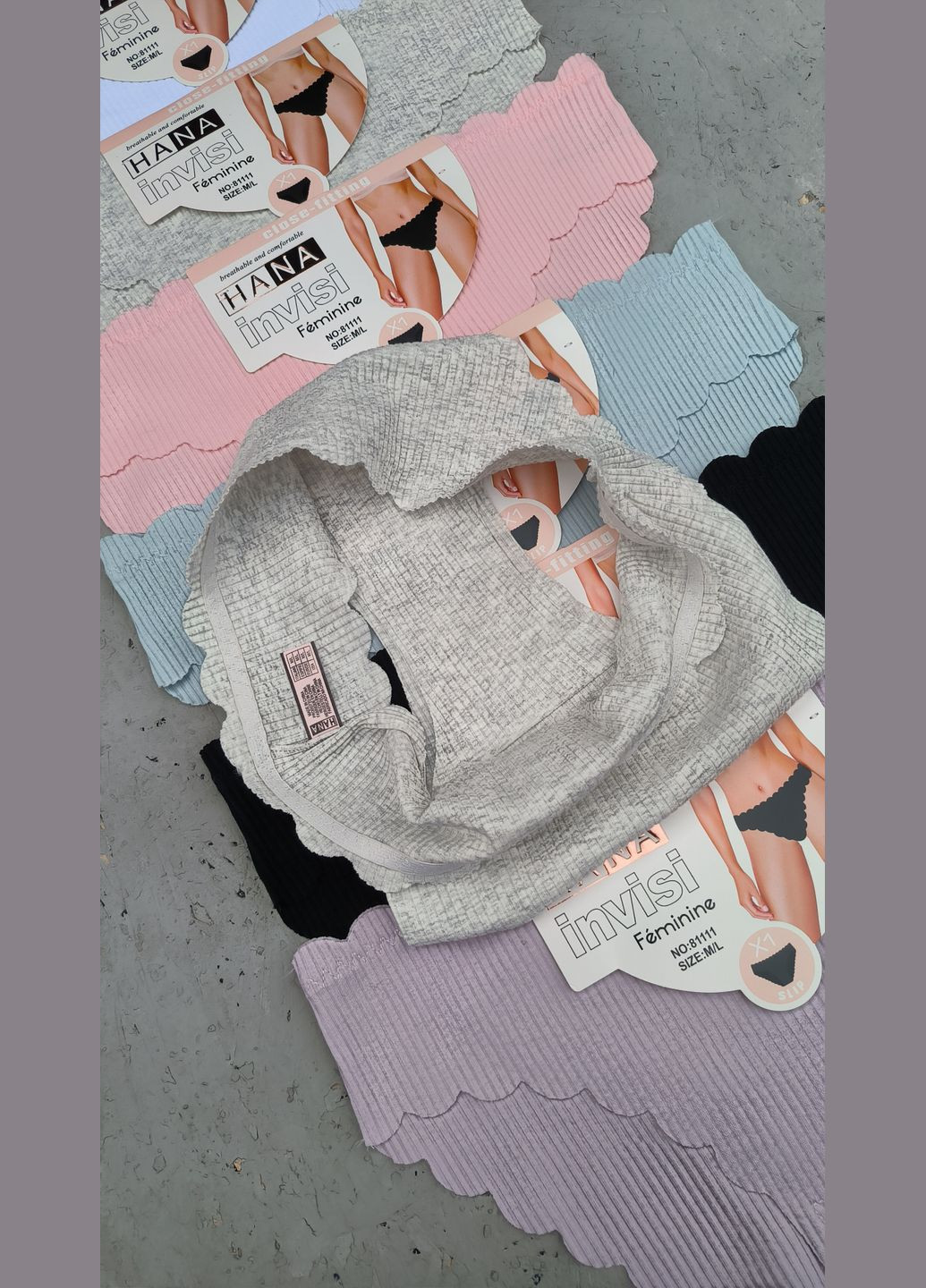 Безшовні бавовняні трусики сліпи в рубчик Hana (325486987)