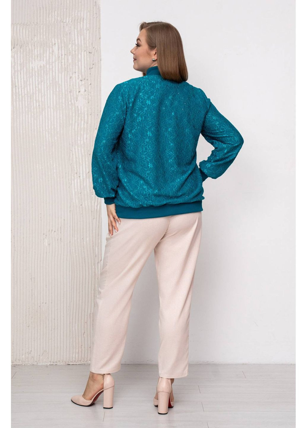 Гипюровый бомбер ТАЛА бирюзовый 54 Tatiana (349442007)