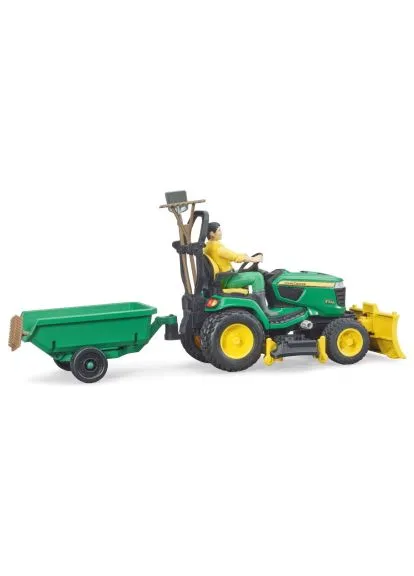 Спецтехніка садовий трактор John Deere з причіпом та фігуркою садівника (62104) Bruder садовий трактор John Deere з причіпом та фігуркою (389543459)