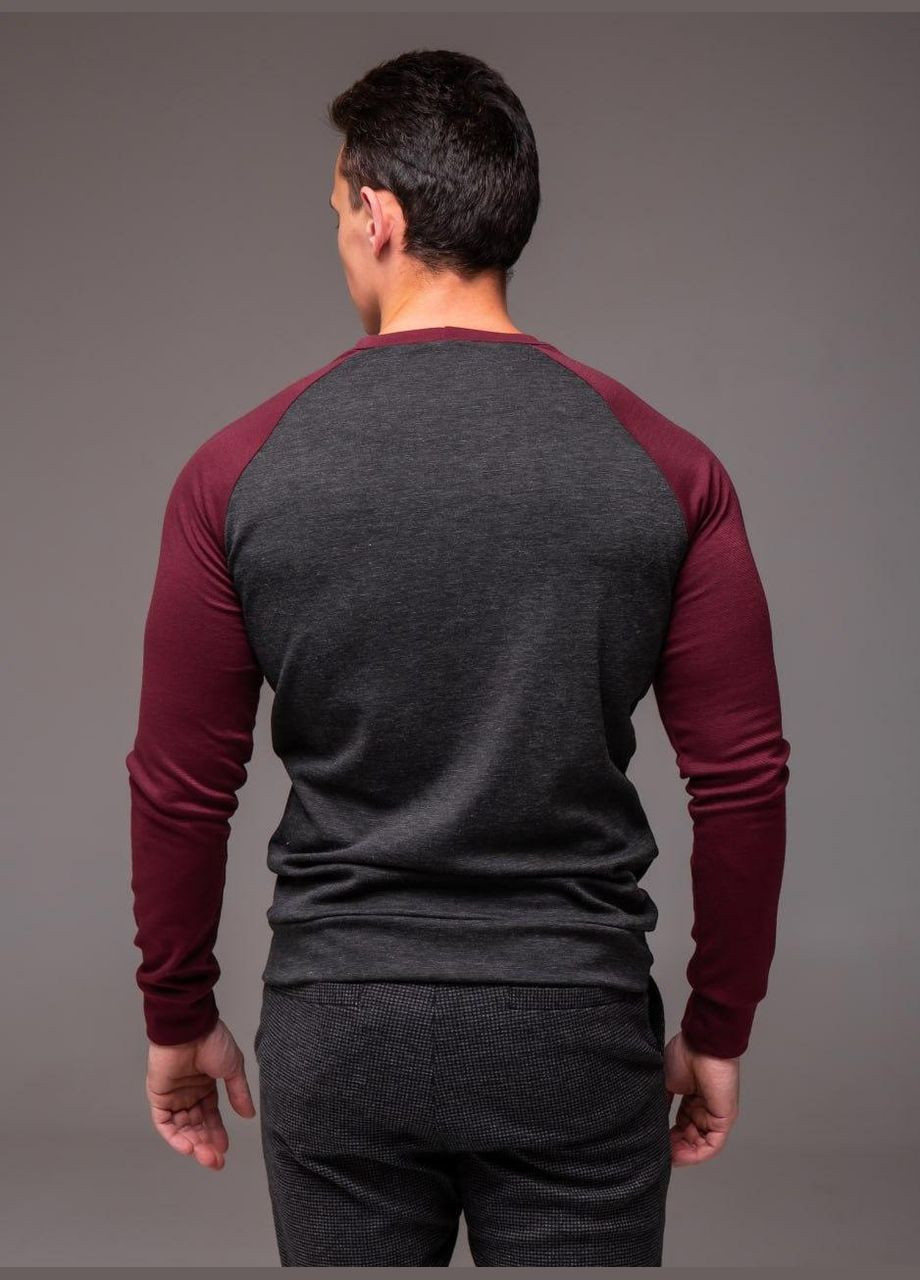 Бордовый свитшот мужской - по фигуре JUGO однотонный без декора (333155228)