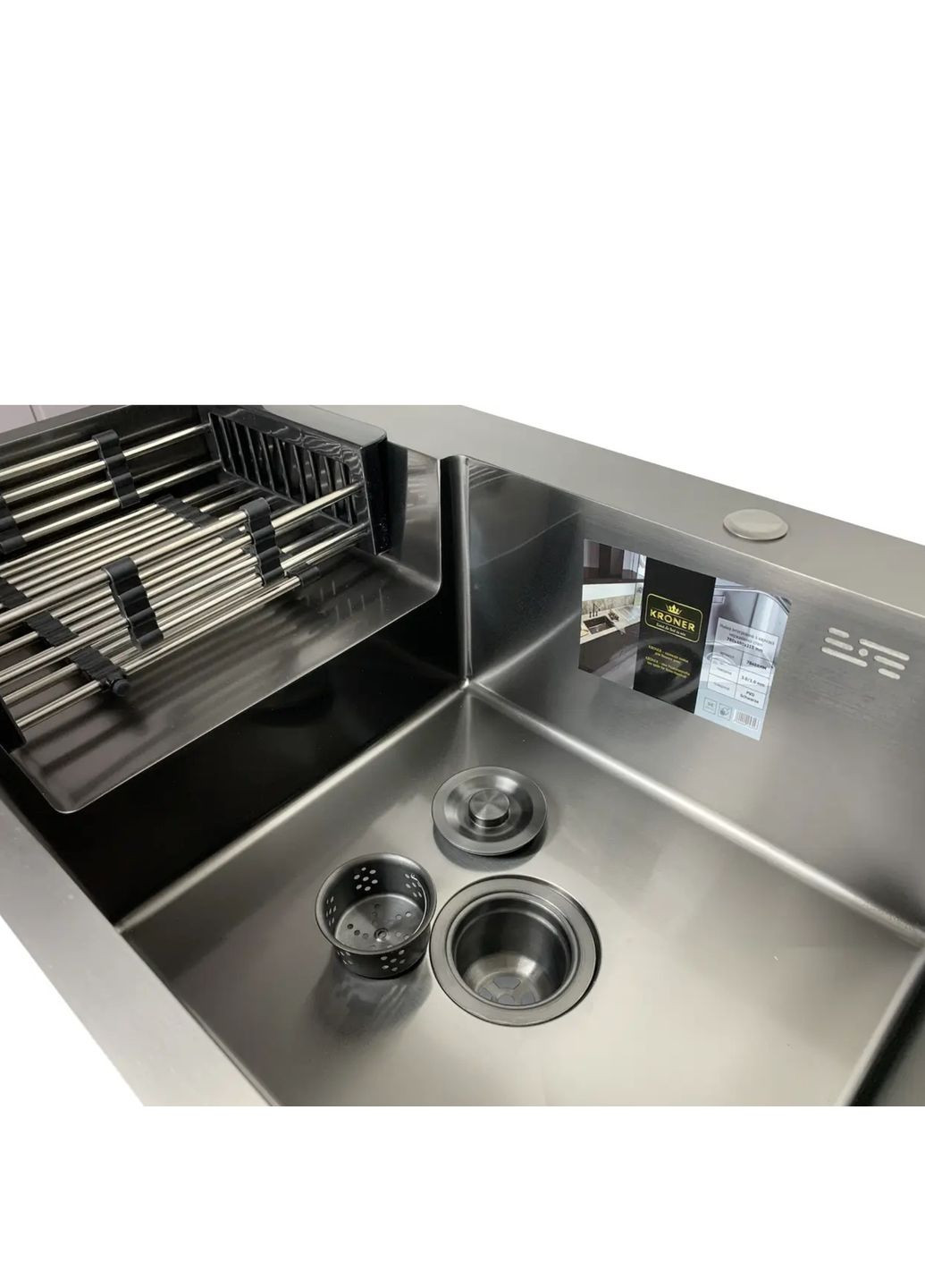 Комплект кухонной мойки KRP Schwarze-78Х48RHM PVD R Kroner (336939158)