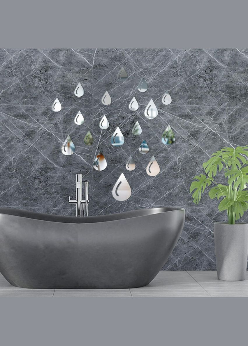 Зеркальный декор акриловый самоклеящийся Капли серебро,20шт (D) SW-00002492 Sticker Wall (365248200)