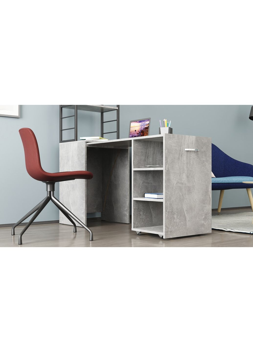 Стіл-тумба трансформер Смарт 4/1 з етажеркою 1430x1450x500 Чорний метал ДСП 16 мм (FRD-105129) Ferrum-decor (361944417)