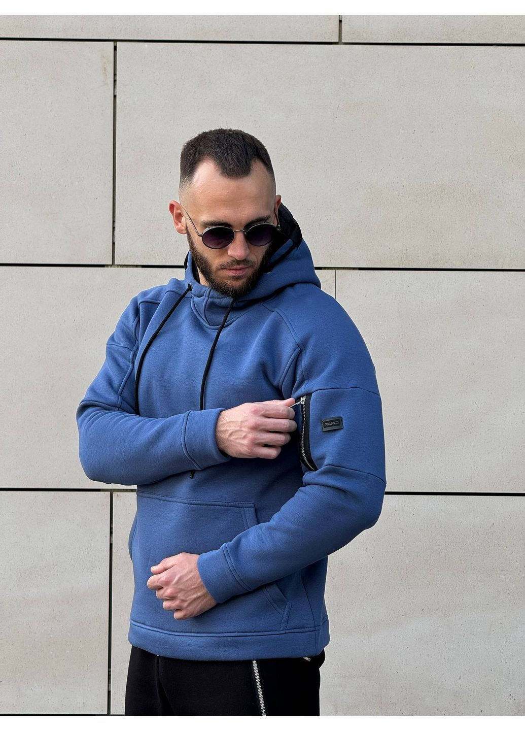 Зимовий худі з начосом індиго Grand No Brand (365769353)