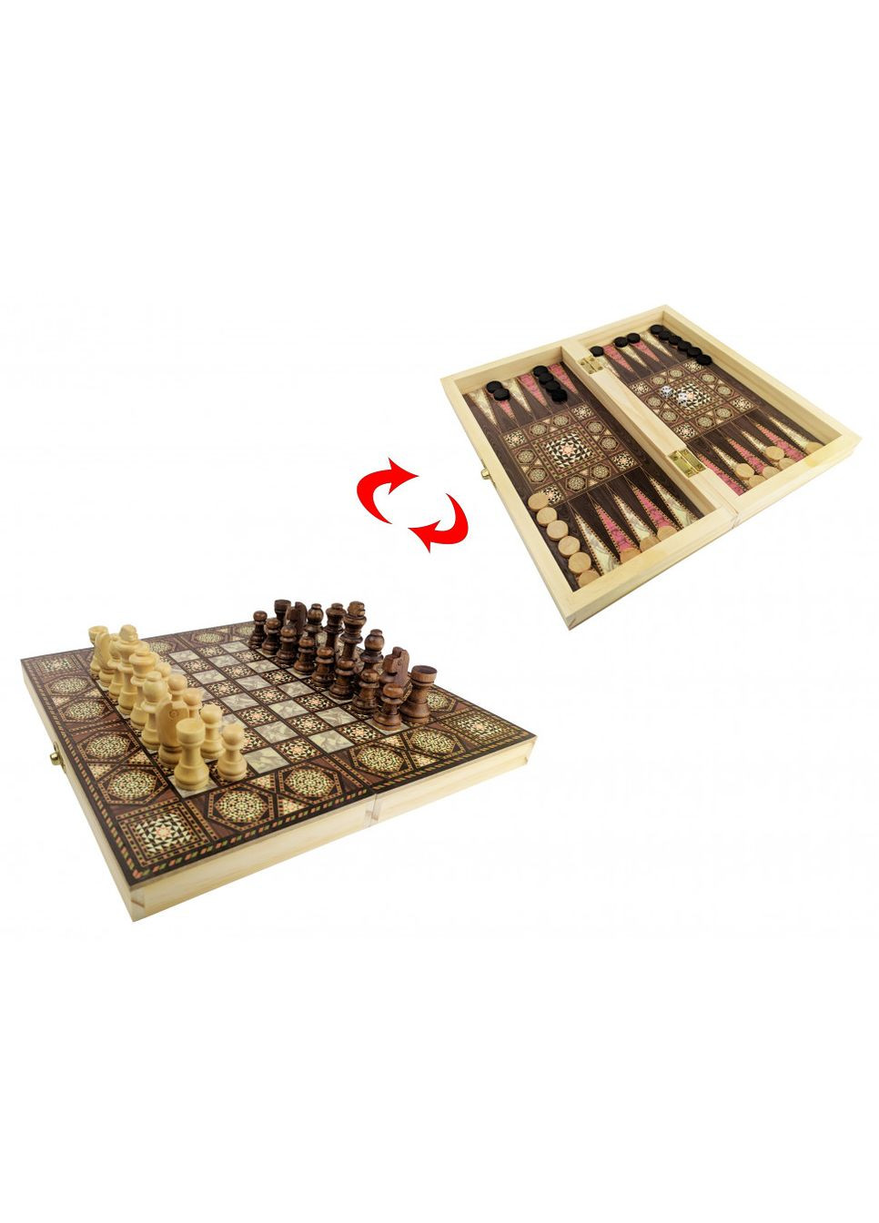 Набор настольных игр "Шахматы, шашки, нарды" 1680EC деревянные Восточный стиль Haodeli Chess (323372799)