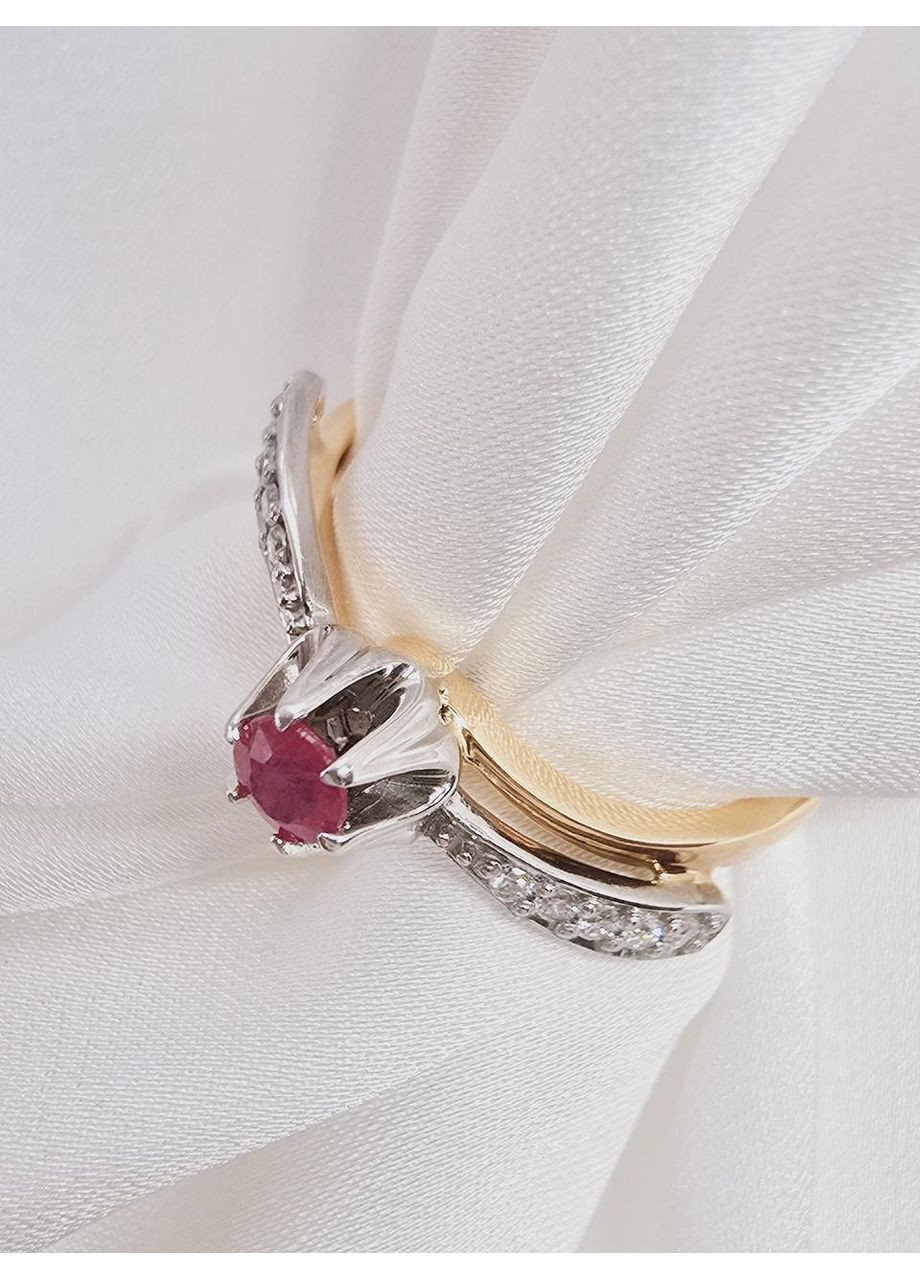 Золота каблучка з рубіном і діамантами (17р) 1421370б-7к Тріумф (369728221)