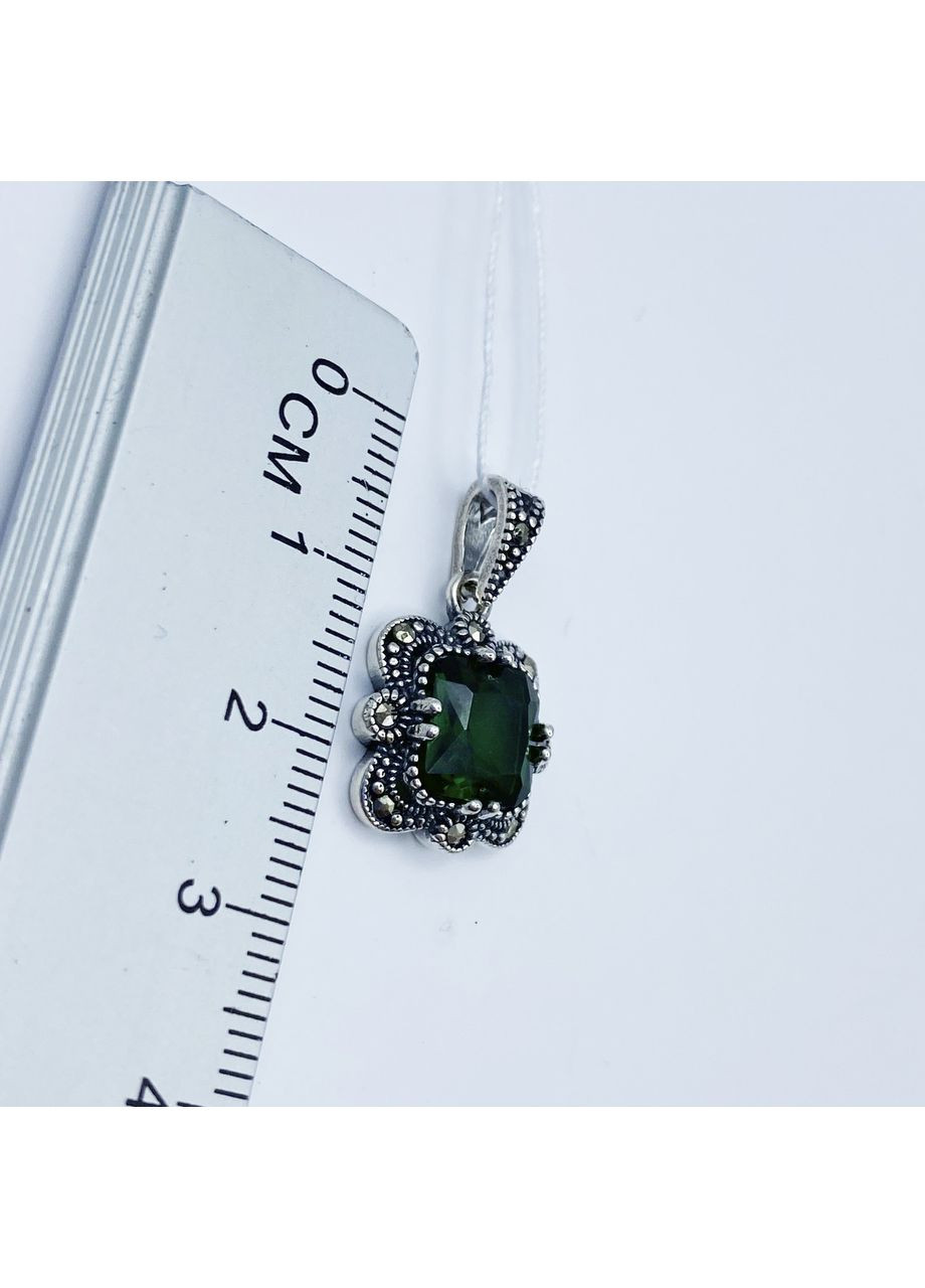 Кулон срібний із зеленим кварцем та марказитом 2,56 г No Brand (369737122)