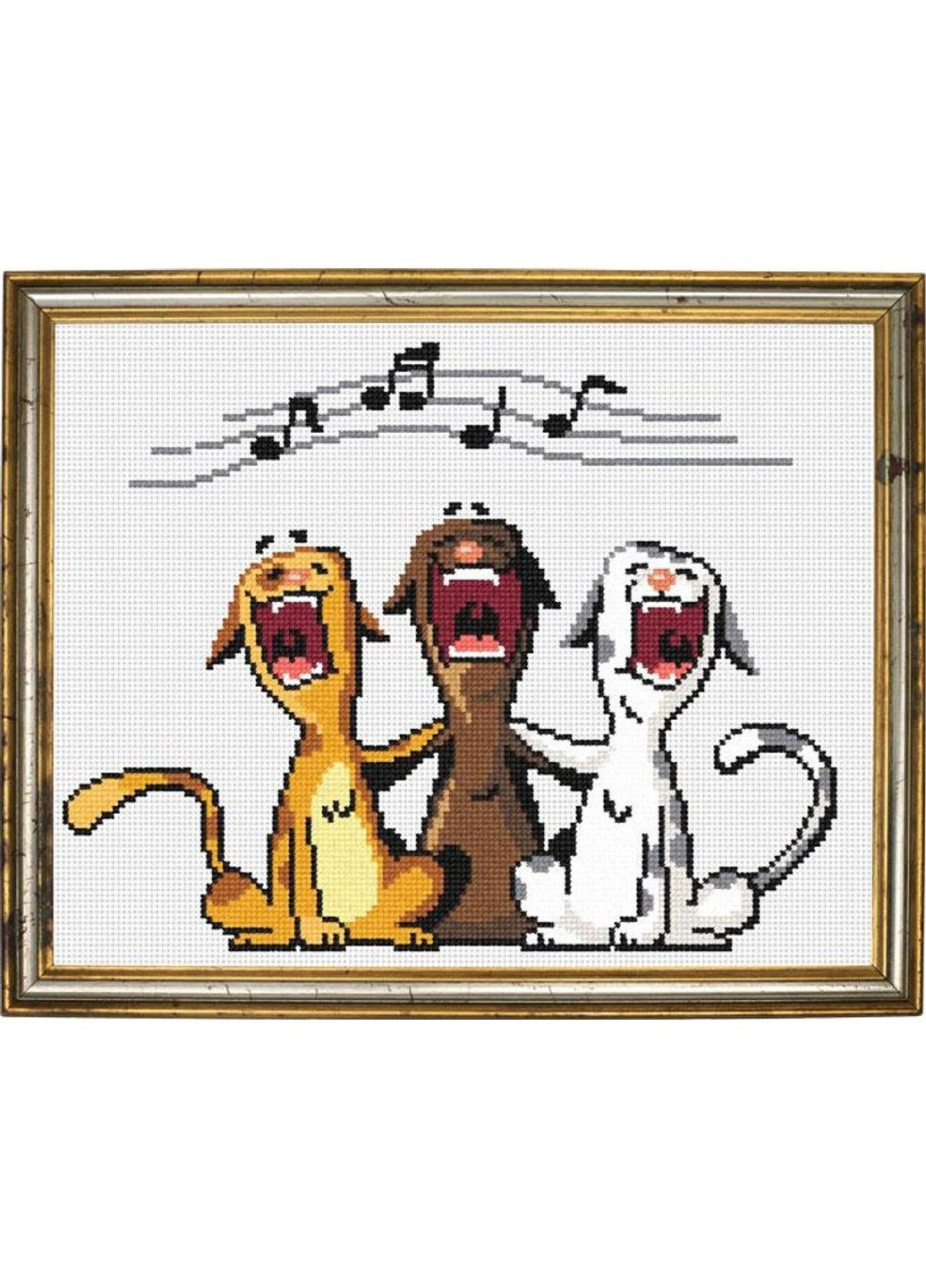 Набір для вишивання хрестиком «Березневі коти» Aida Madeira Zweigart муліне 19х24 см No Brand (333165757)