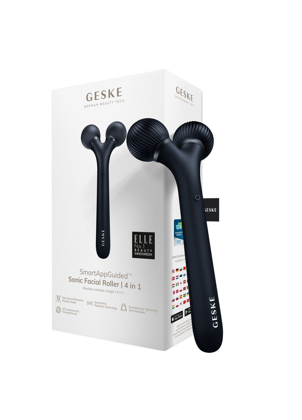 Електронний ультразвуковий ролик для обличчя Sonic Facial Roller 4в1 black GESKE (362567589)