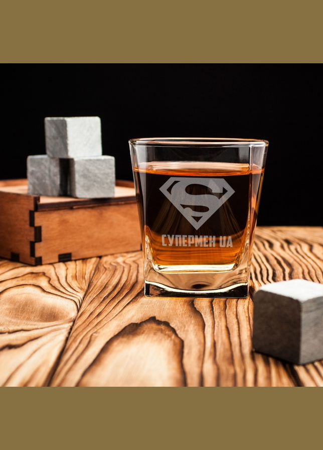 Стакан для віскі "Супермен UA", українська, Крафтова коробка BeriDari (268033337)