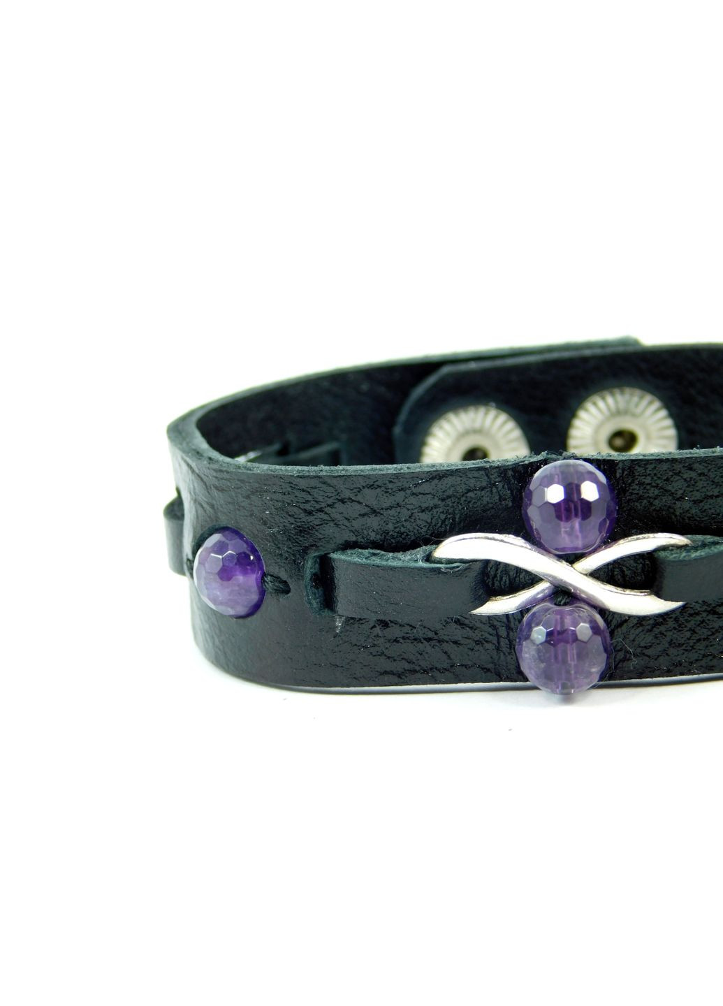 Браслет шкіряний "Безкінечність". Аметист 18 Fursa fashion (322315608)