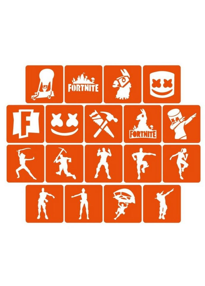 Набор трафаретов для биотата "Fortnite" Fortnite_5x5_18_1 Fresh Tattoo (304408654)