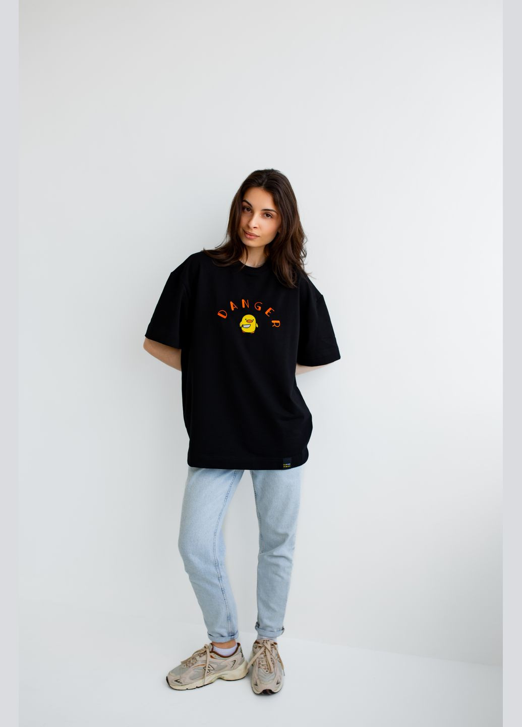 Оверсайз футболка с вышивкой уточки черная nadiupishou (337990781)